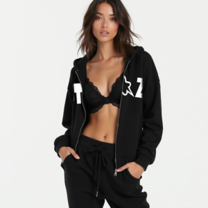 Unisex Black Hoodie and Pants Set
